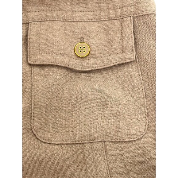 Susan Graver Jacket Top Taupe 1X Long Sleeve Mandarin Collar Buttons Linen Blend - Picture 16 of 16